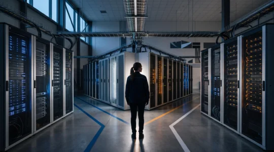 Salle de serveurs moderne symbolisant le choix stratégique entre plusieurs systèmes d'exploitation pour l'entreprise