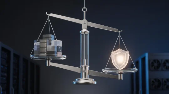 Balance conceptuelle entre réduction des coûts, performance et sécurité d'une infrastructure informatique