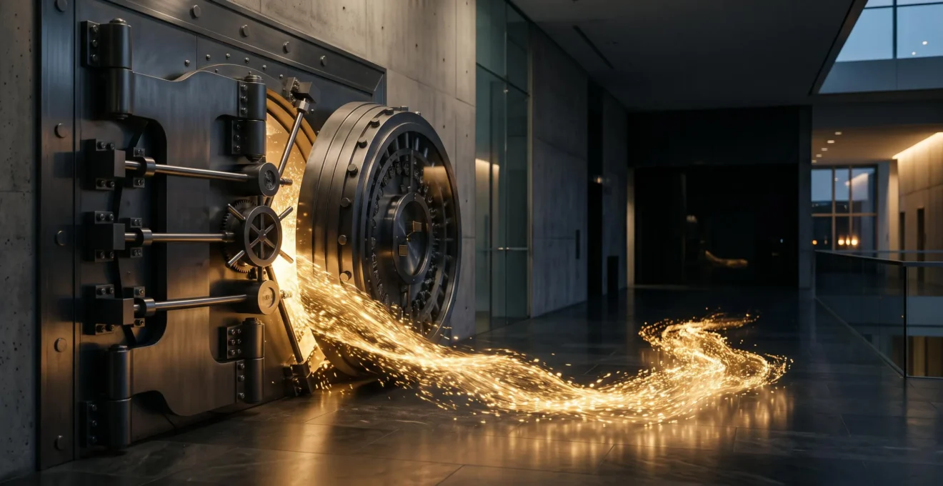 Symbole visuel de la protection des flux financiers et de la disponibilité continue des services bancaires