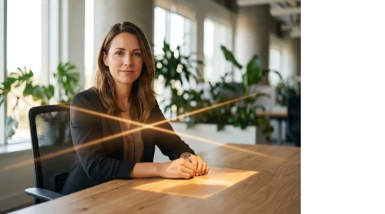 Employé serein prenant en main un nouvel outil numérique sur son lieu de travail sans perdre en efficacité